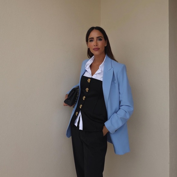 ZARA BUTTON BUSTIER BLACK GOLD TOP - Picture 7 of 10